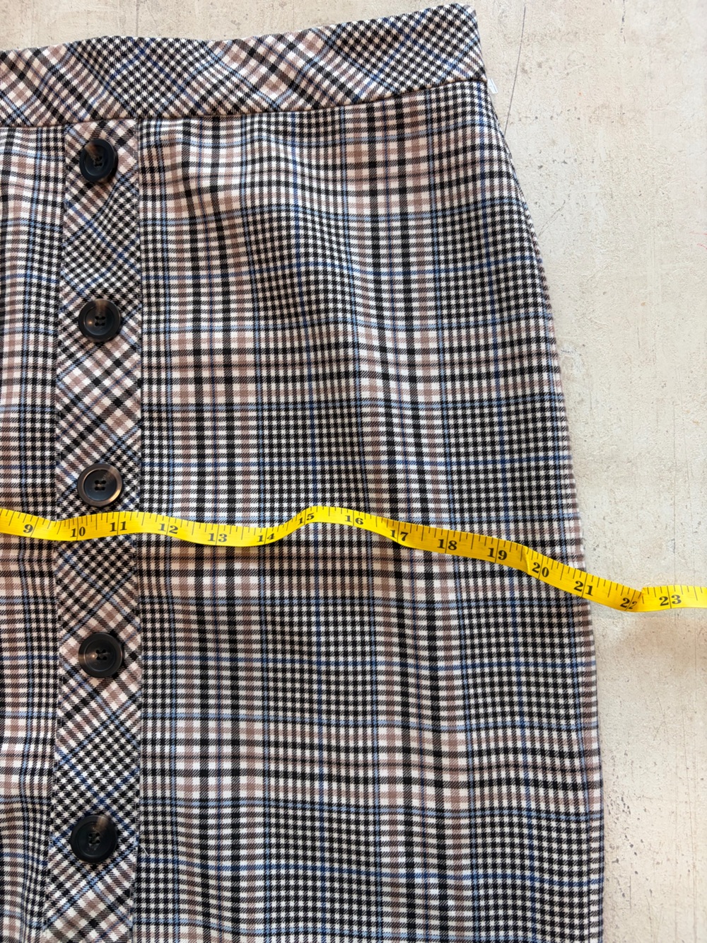 Ann Taylor Petite Plaid Button Front Pencil Skirt Size 12P Lined - Picture 6 of 9